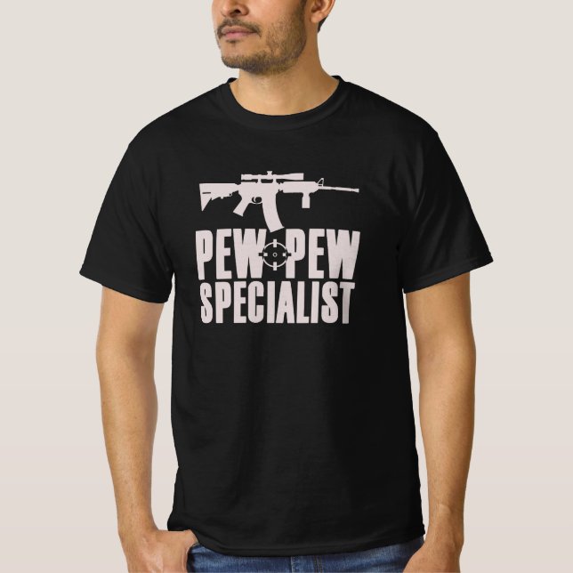 Pew Pew Specialist Airsoft/Paintball T-Shirt (Front)
