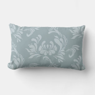 Pewter Blue and Zinc Damask Accent Pillow