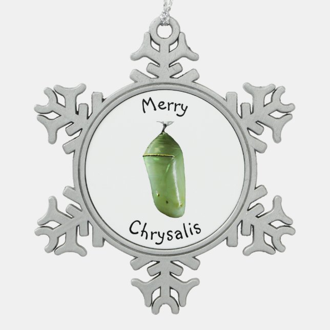 Pewter Christmas Ornament Merry Chrysalis (Front)