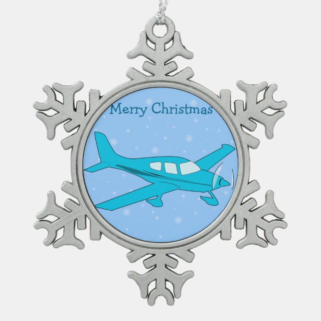 Pewter Christmas Ornaments - Airplane (Front)