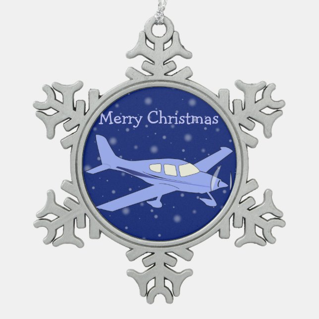 Pewter Christmas Ornaments - Airplane (Front)
