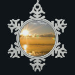 Pewter Christmas Ornaments With Winter Beach<br><div class="desc">Pewter Christmas ornaments with beautiful picture of winter beach and customizable text.</div>