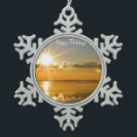 Pewter Christmas Ornaments With Winter Beach<br><div class="desc">Pewter Christmas ornaments with beautiful picture of winter beach and customizable text.</div>