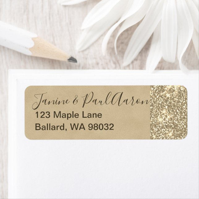 Pewter Glitter & Suede Return Address Label (Insitu)