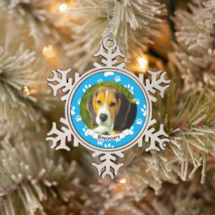 Pewter Metal Snowflake Pet Photo Christmas Ornament