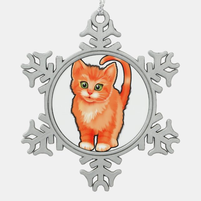 Pewter snowflake Christmas kitten decoration (Front)