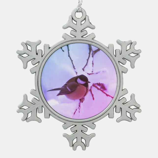 Pewter Snowflake Decoration Bird Snow (Front)