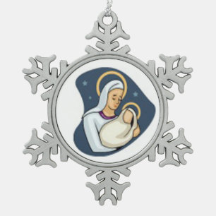Pewter Snowflake Ornament/Baby Jesus Christmas Ornament