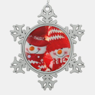 Pewter Snowflake Ornament/Snowman Happy Couple Snowflake Pewter Christmas Ornament