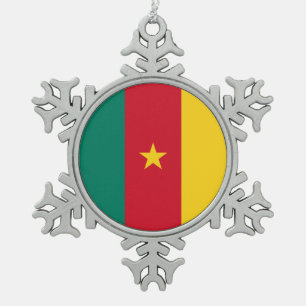 Pewter Snowflake Ornament with Cameroon Flag