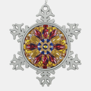 Pewter Snowflake Ornament with Colombia Colours