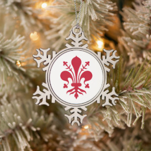 Pewter Snowflake Ornament with Florence Flag