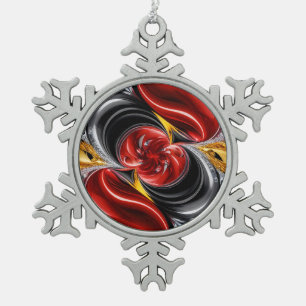 Pewter Snowflake Ornament with German Colours