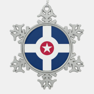 Pewter Snowflake Ornament with Indianapolis Flag