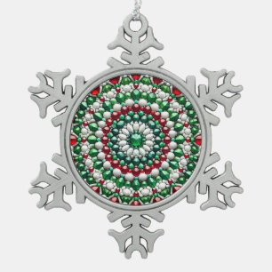 Pewter Snowflake Ornament with Italian Colours