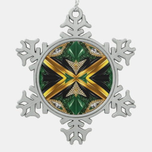 Pewter Snowflake Ornament with Jamaica Colours