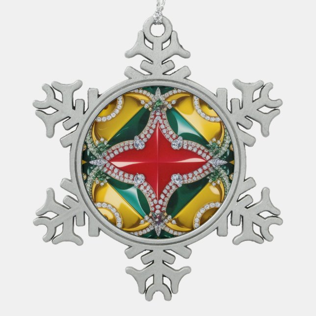 Pewter Snowflake Ornament with Los Angeles Colours (Front)