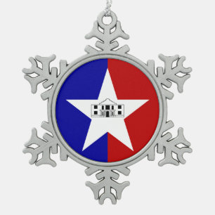 Pewter Snowflake Ornament with San Antonio Flag