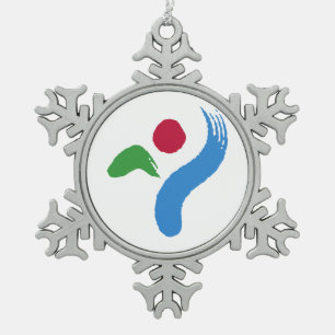 Pewter Snowflake Ornament with Seoul Flag