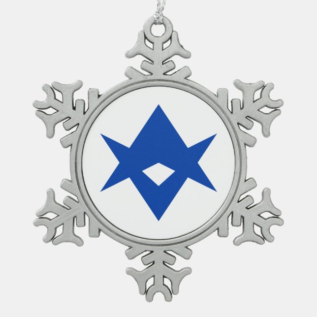 Pewter Snowflake Ornament with Toyotal Flag (Front)