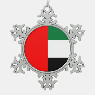Pewter Snowflake Ornament with UAE Flag