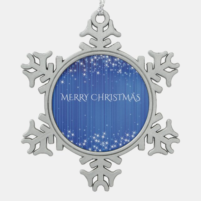 PEWTER SNOWFLAKE TREE ORNAMENT. SNOWFLAKE PEWTER CHRISTMAS ORNAMENT (Front)