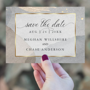 Pewter Watercolor Splash on Granite Stone Invitation