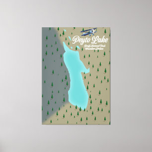 Peyto lake Canadian Rockies map Canvas Print