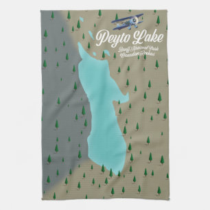 Peyto lake Canadian Rockies map Kitchen Towel
