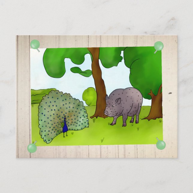 Pfau und Schwein Postcard (Front)