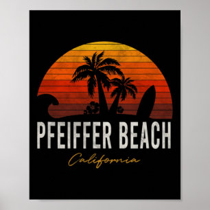 Pfeiffer Beach California Palms Vacation Surf Sund Poster