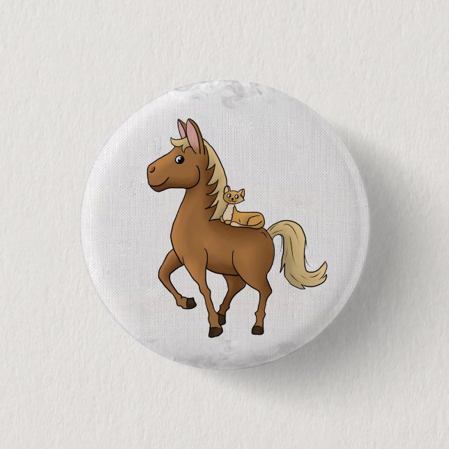 Pferd und Katze  1 Inch Round Button (Front)