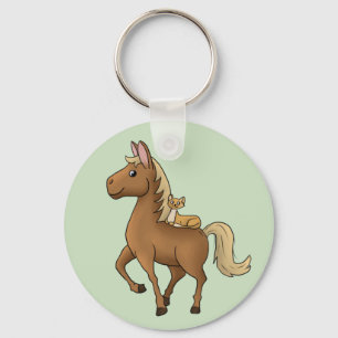 Pferd und Katze Keychain