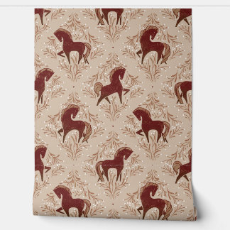 Pferde mit floral Elementen Wallpaper