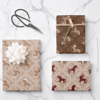 Pferde mit floral Elementen Wrapping Paper Sheet