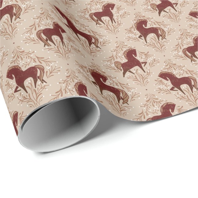Pferde mit floralen Elementen Wrapping Paper (Roll Corner)