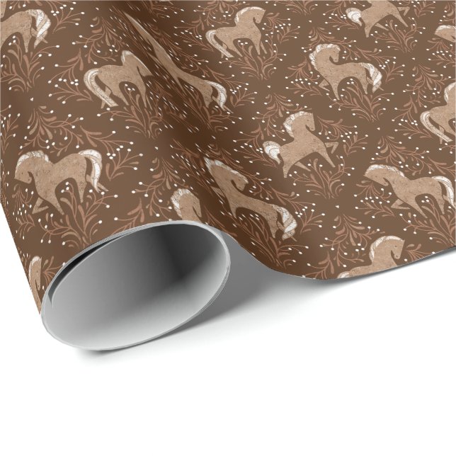 Pferde mit floralen Elementen Wrapping Paper (Roll Corner)