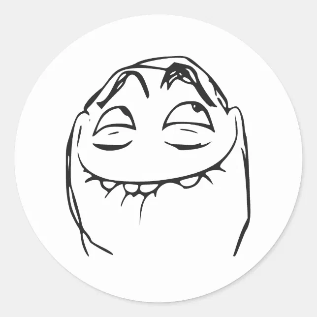 PFFTCH Laughing Rage Face Comic Meme Classic Round Sticker Zazzle