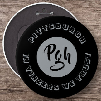 Pgh Yinzer Black Vintage Garment Snap Metal 6 Inch Round Button