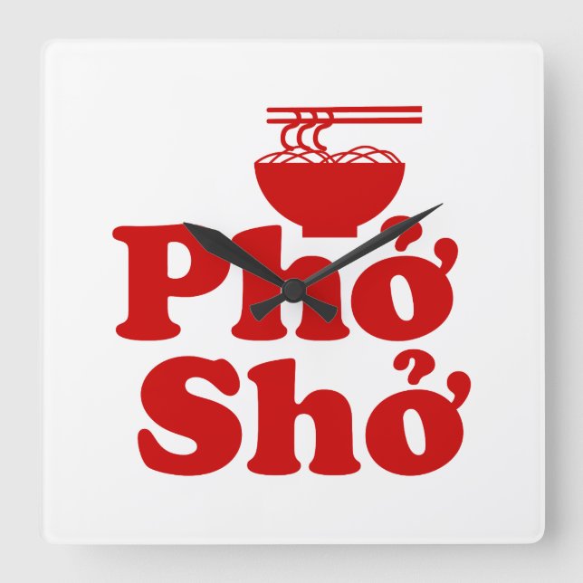 Phở Shở Square Wall Clock (Front)
