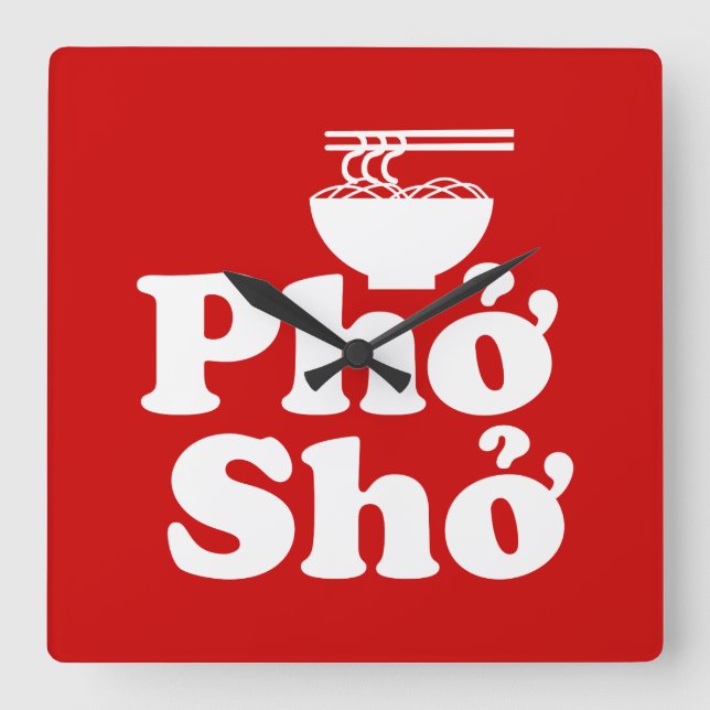 Phở Shở Square Wall Clock (Front)