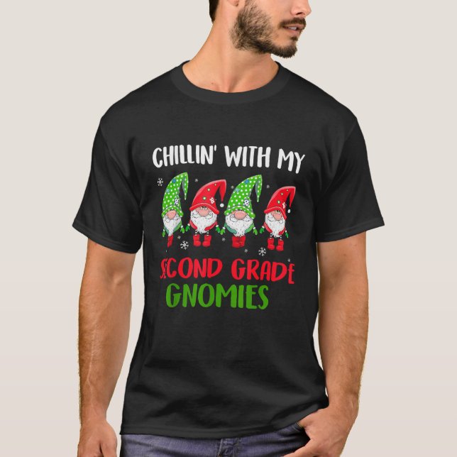 Ph Chillin With My Second Grade Gnomies Gnome Chri T-Shirt (Front)