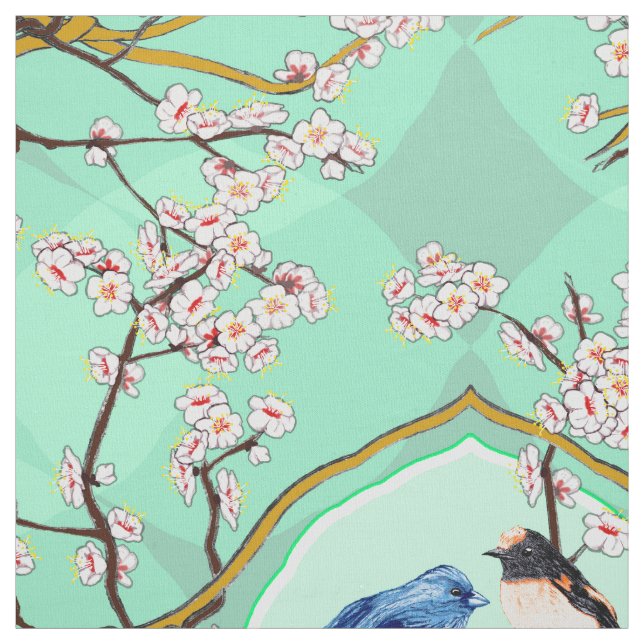 PH&D Bluebird Vignette Toile Tissu Émeraude (Échantillon)