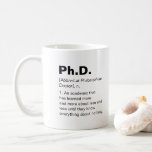 Ph.D. definition graduation funny humor Coffee Mug<br><div class="desc">This is a great gift for a coworker,  friend or anyone with a sense of humor. Text and font can be changed to your preference. If you need any assistance customizing your product,  please contact me through my store and I will be happy to help.</div>