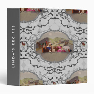 PH&D French Toile Recipe Binder Cookbook Grey
