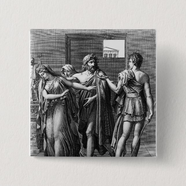 Phaedra, Theseus and Hippolytus 2 Inch Square Button (Front)