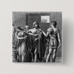 Phaedra, Theseus and Hippolytus 2 Inch Square Button