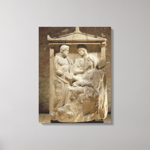 Phainippos and Mnesarete gravestone showing family Canvas Print