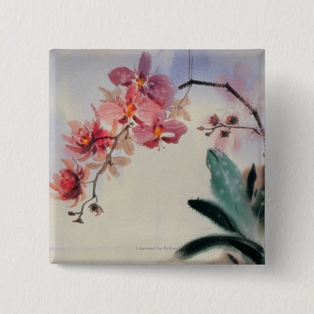 Phalaenopsis 2 Inch Square Button (Front)