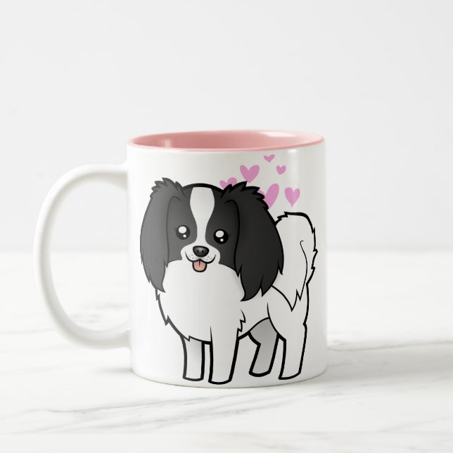 Phalene / Japanese Chin Love Two-Tone Coffee Mug (Left)